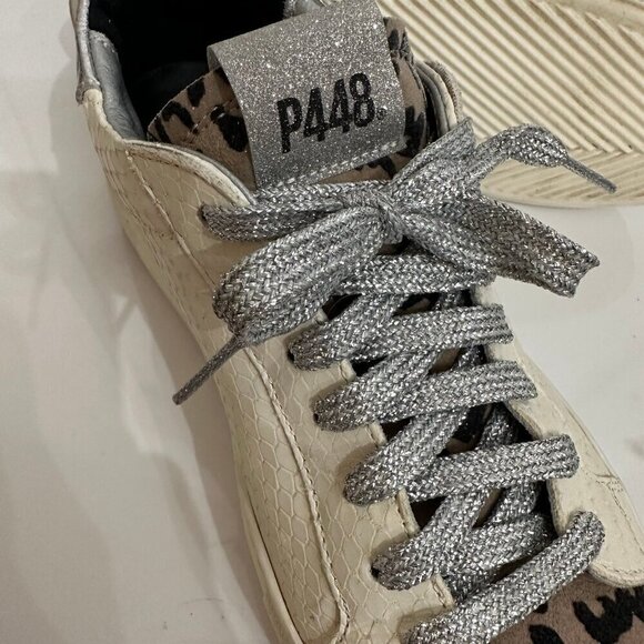 P448 Thea Python Roccia White Leather Platform Sneakers 38 - Picture 6 of 12